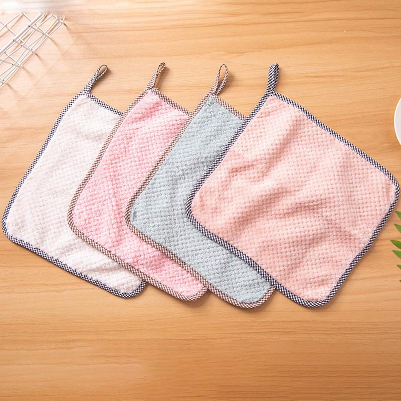 Khăn Bông Lau Bếp, Lau Tay, Lau Chén Bát 2 Mặt Có Lỗ Treo