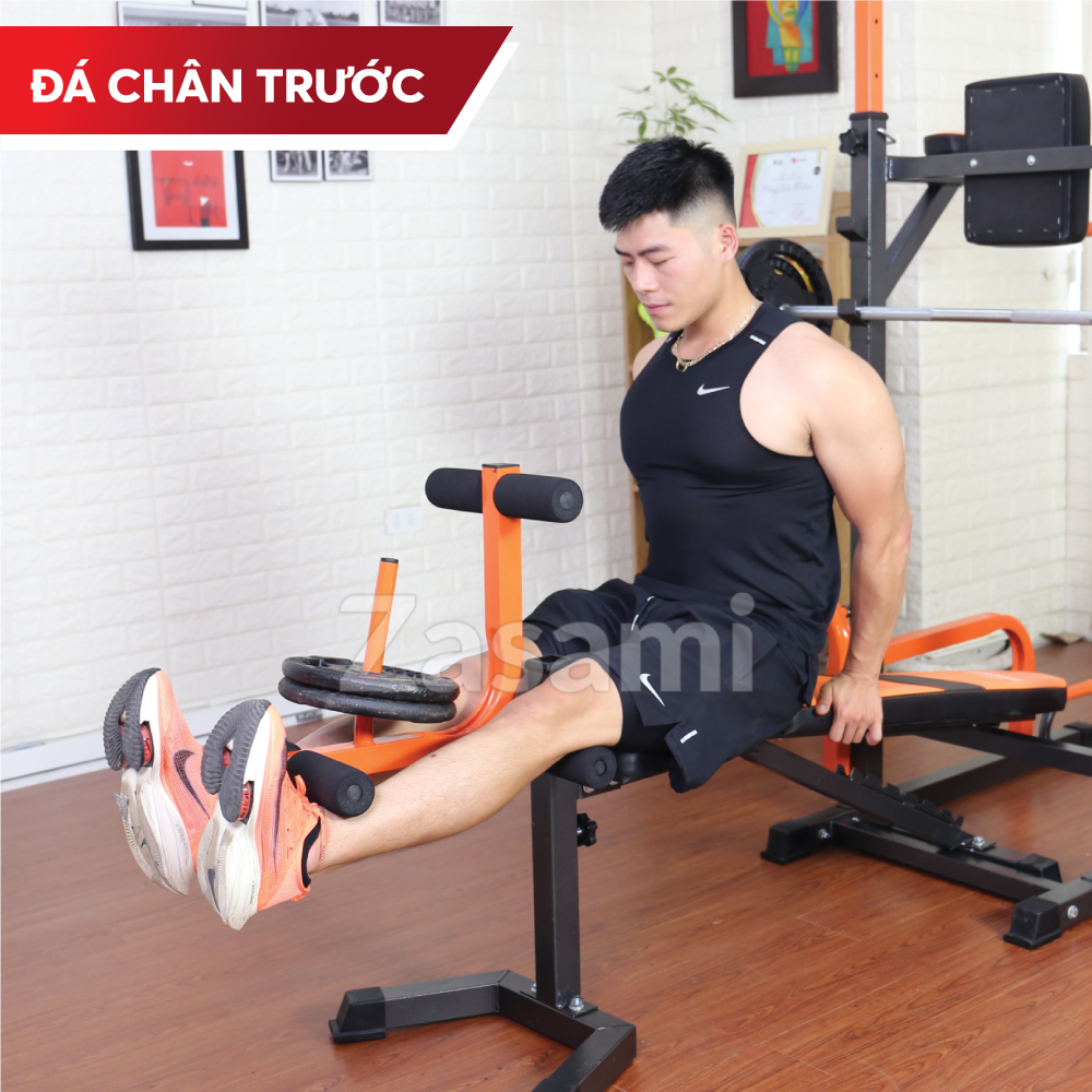 Giàn tạ đa năng kết hợp xà đơn xà kép Zasami 8215 - Kèm 50kg tạ gang, đòn 1m5 - tặng bộ tạ đeo chân