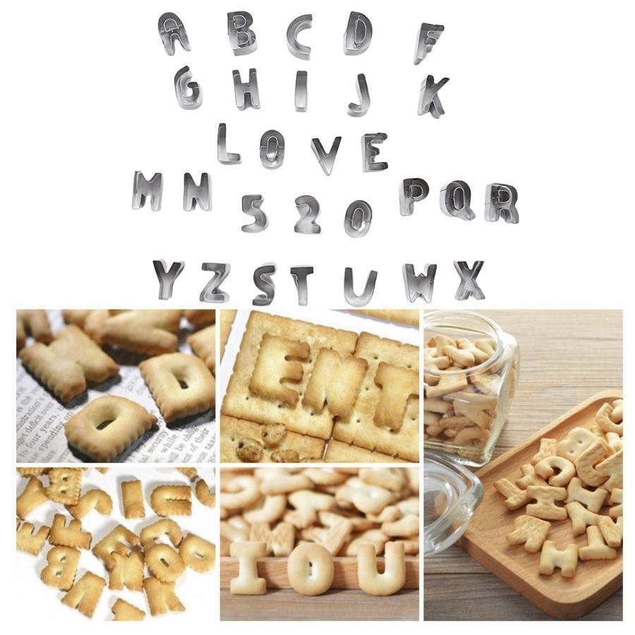 Khuôn Bánh Quy Cookies Bộ 36 Khuôn Nhấn Cookie Cutter Chữ Cái Số inox cao cấp - CBQUISO36P