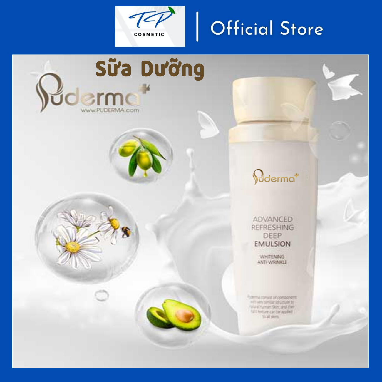 Sữa Dưỡng PUDERMA ADVANCED REFRESHING DEEP EMULSION: Trắng da, chống lão hóa, giảm mụn, thâm, sạm.