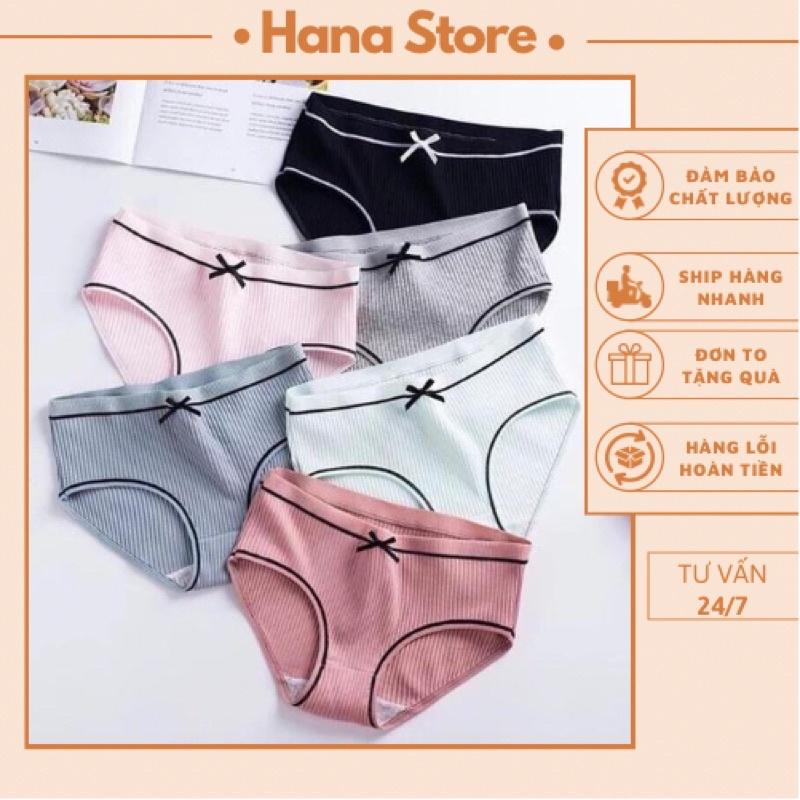 Set 10 Quần lót nữ cotton tăm viền đen cạp nơ HANA kháng khuẩn xuất Nhật