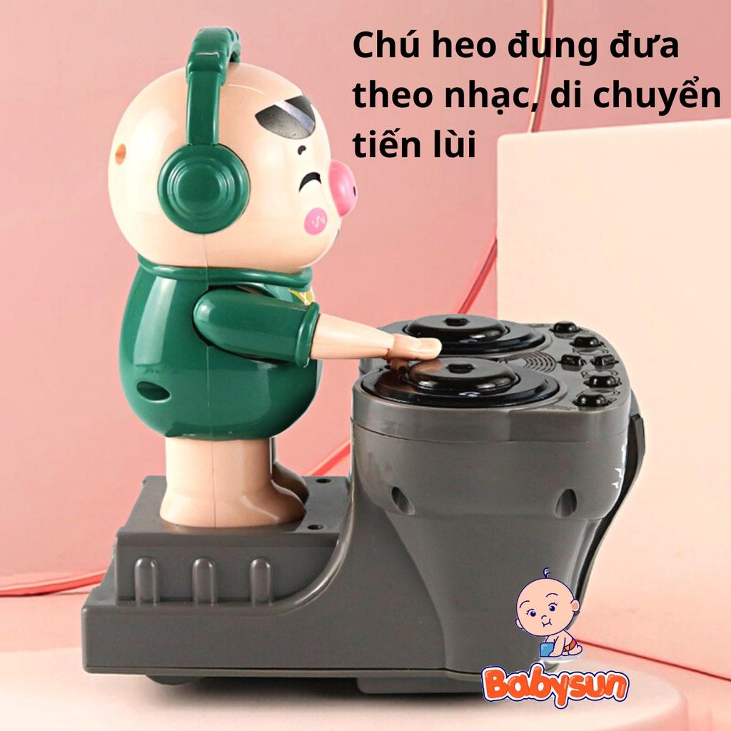 Heo chơi DJ nhảy theo nhạc và đèn cho bé, lợn dj năng động siêu dễ thương, đồ chơi phát nhạc cho bé