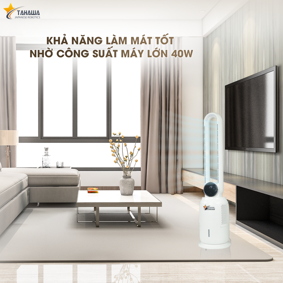 Quạt không cánh TAHAWA TH-A4 PRO Quạt  bù ẩm bằng hơi nước khử mùi, bộ lọc Hepa lọc bụi mịn 2.5 pm, đèn led cảnh báo chât lượng không khí, công nghệ UVkhử khuẩn không khí hiệu quả. tích hợp 3 trong 1 giúp cân bằng điều hòa không khí, an toàn cho trẻ nhỏ