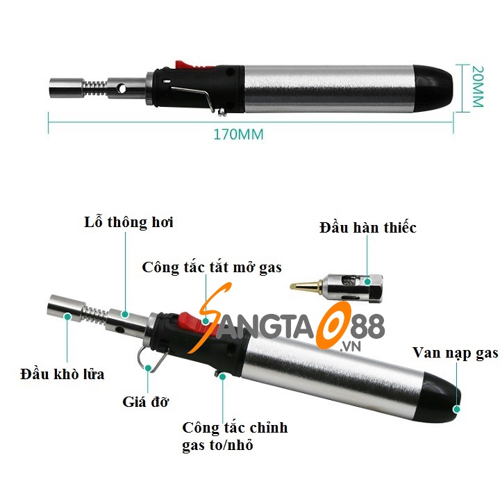 Mỏ hàn kiêm bật lửa khò bằng gas mini chuyên dụng đa năng cao cấp M2 (Tặng móc khóa tô vít 3in1)