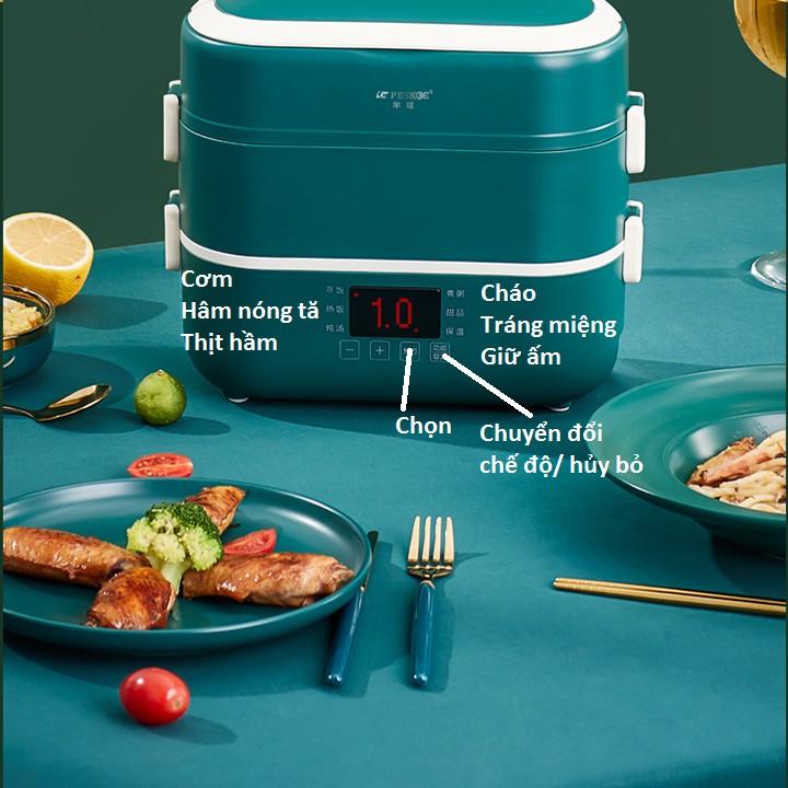 Hộp cơm cắm điện văn phòng Wifer 2 tầng 4 bát inox có chức năng giữ nhiệt, hâm nóng và tự nấu chín thức ăn đa năng