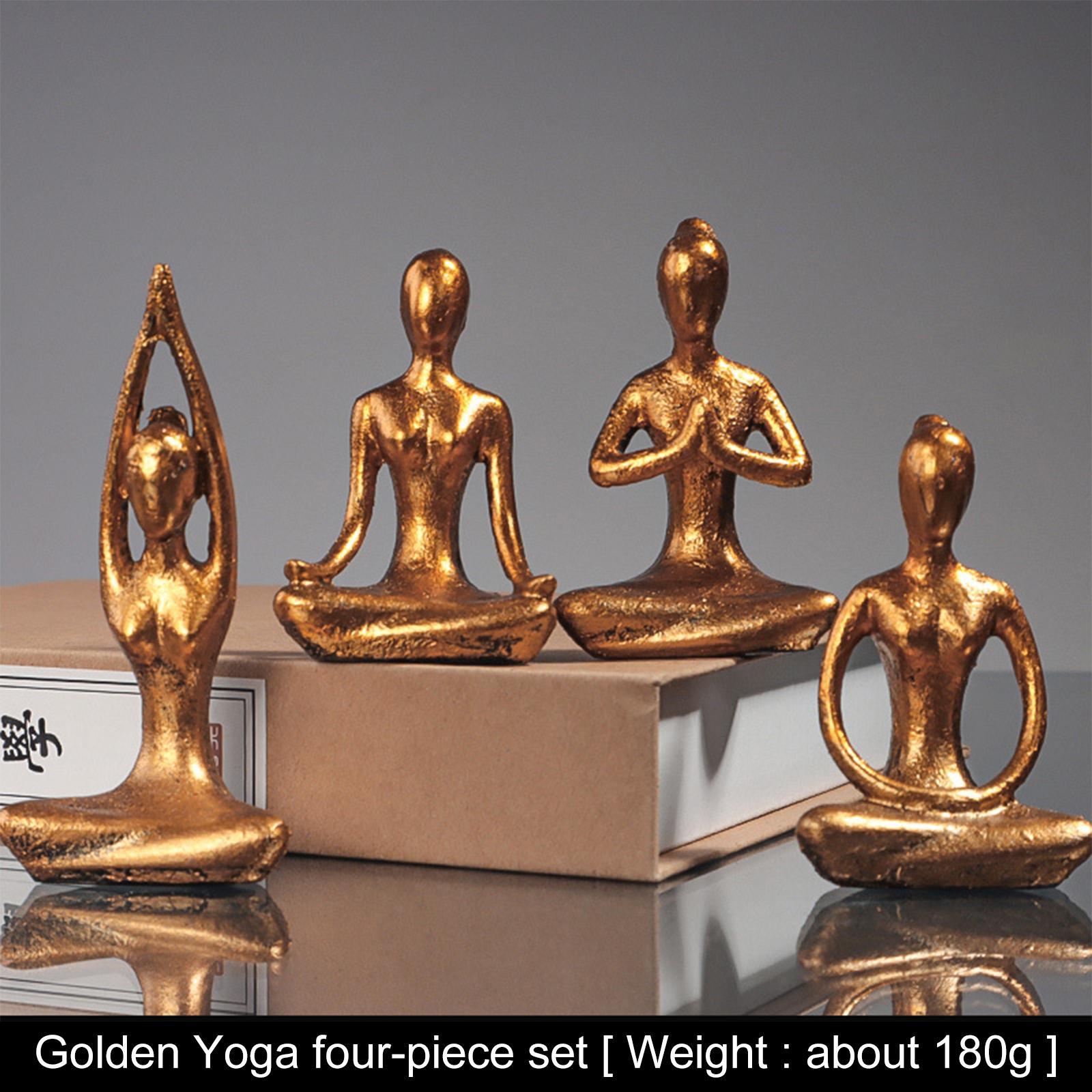 4x Modern Yoga Pose Statue Figurine Meditation Yoga Figure Collectible Sculpture Ornament for Room Bookshelf Desk Decor