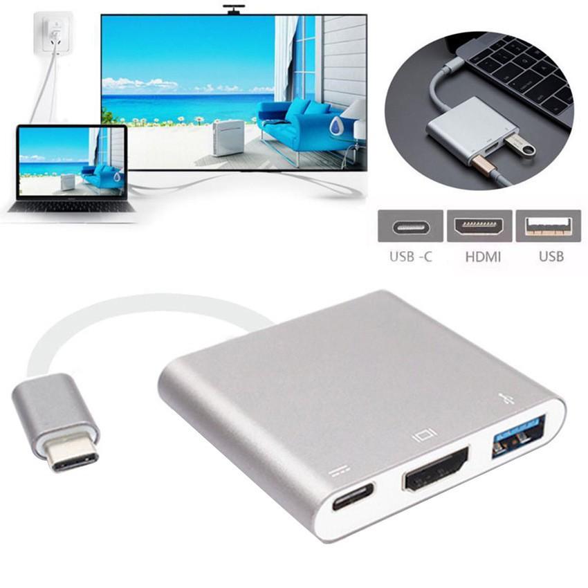 Cáp chuyển đổi đầu USB Type C sang HDMI Chất lượng 4K USB và TypeC 3 trong 1 cho Macbook iPad Chammart