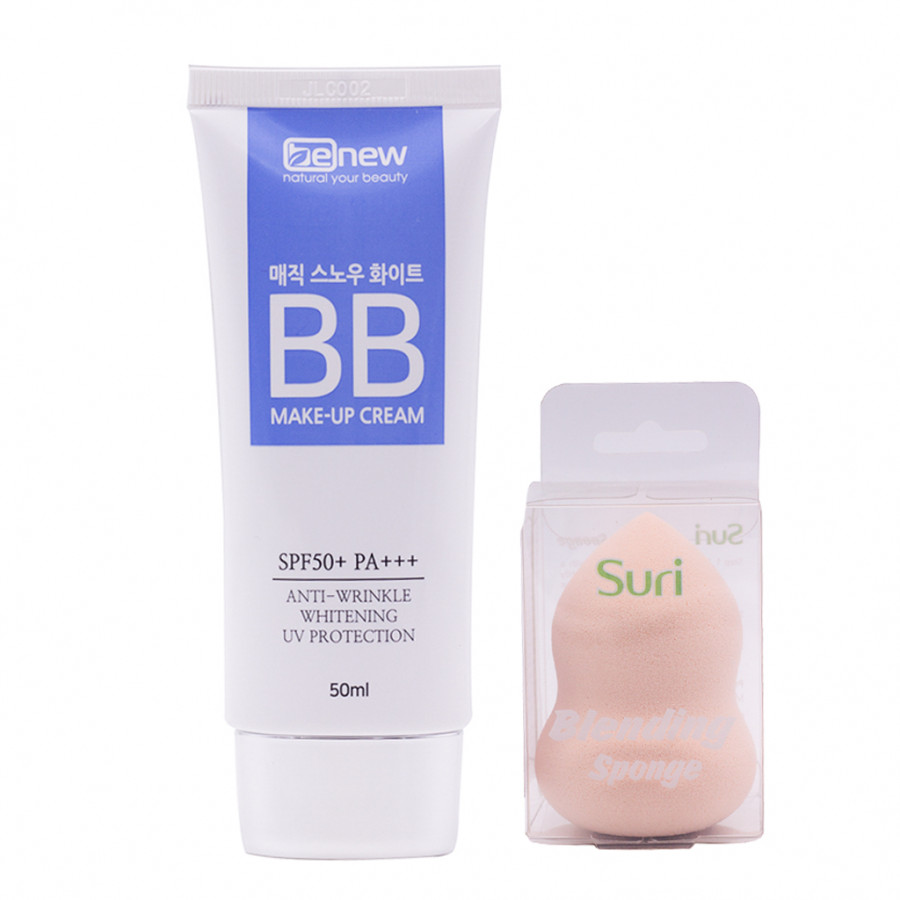 Kem nền trang điểm BB ma thuật che phủ hoàn hảo Hàn Quốc cao cấp Benew Magic Snow White SPF 50 PA+++  (50ml) + Tặng ngay mút tán kem nền thông minh Suri – Hàng chính hãng