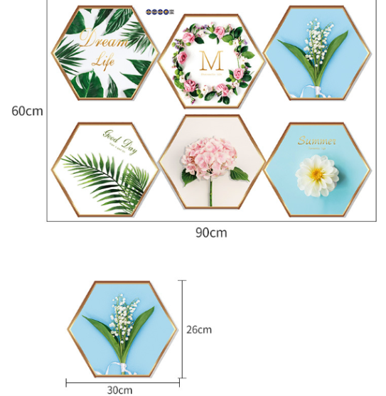 Decal trang trí tường - Khung tranh hoa lá hiện đại