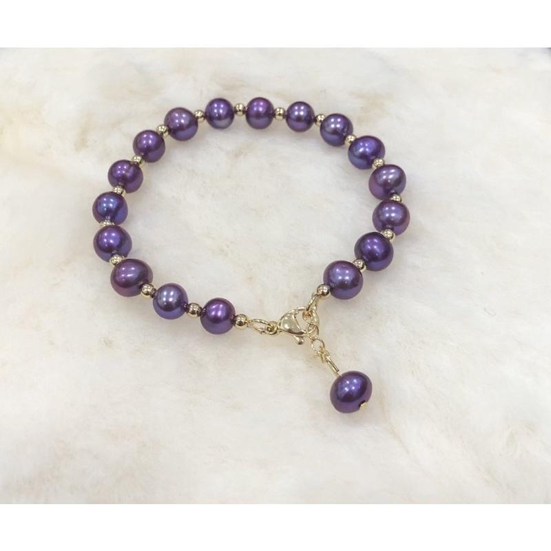 Vòng Tay Mix Bi Titan Hạt Ngọc Trai Nước Ngọt 7 Ly Dễ Thương - Trường Thịnh Ngọc Trai