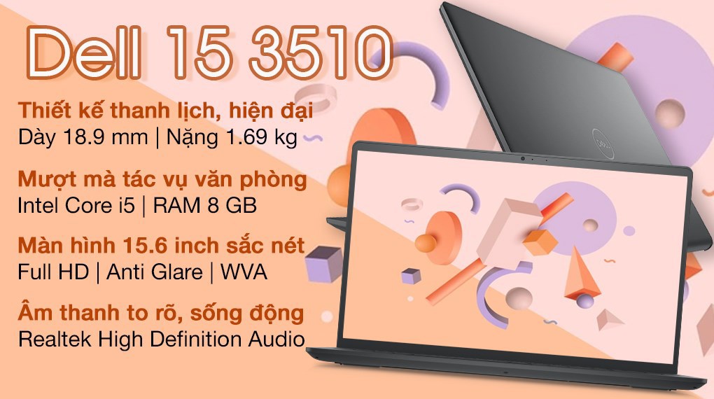 Máy Tính Xách Tay Laptop Dell Vostro V3510B (Core i5-1135G7, 8GB Ram, 512GB SSD, 15.6 inch FHD, NVidia MX350 2GB, Win11, OfficeHS21, Đen, P112F002, Hãng, ProSupport) - Hàng Chính Hãng