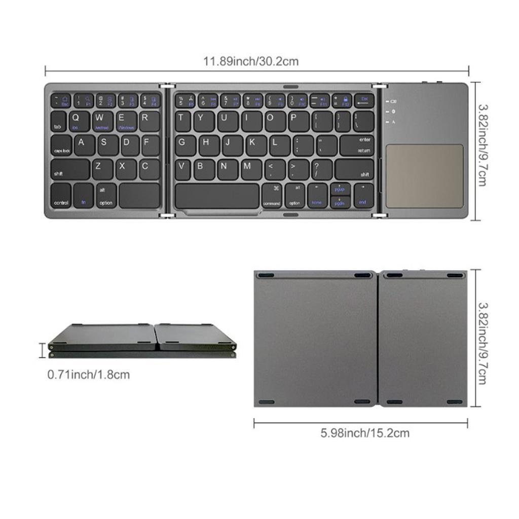 Slim Wireless Foldable Keyboard and Touchpad Black