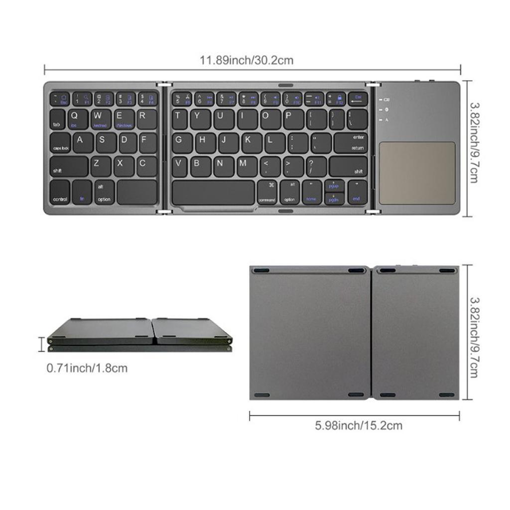 Slim Wireless  Foldable Keyboard and Touchpad Black