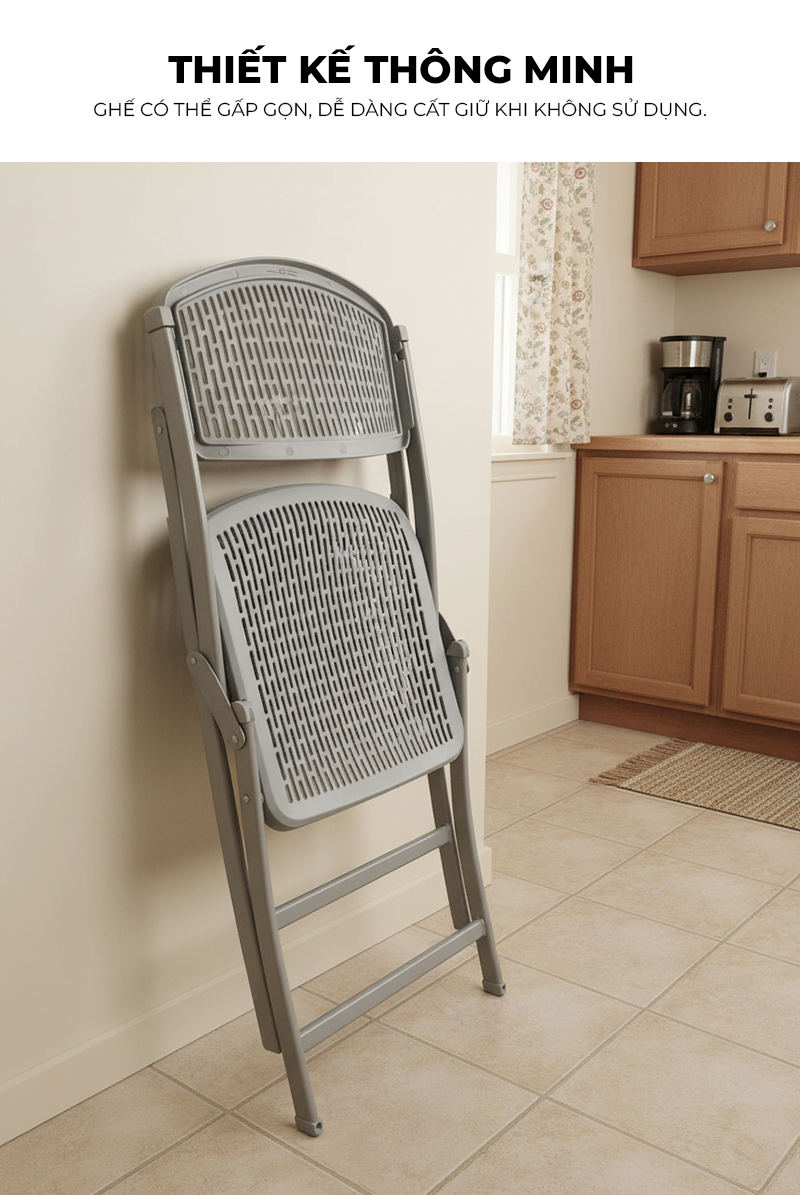 Ghế gấp gọn tựa lưng ngồi làm việc học tập, ghế văn phòng, ghế bàn ăn đa năng thương hiệu IGA - GN92