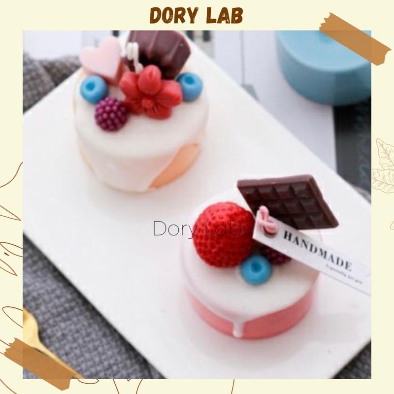 Nến Thơm Bánh Kem Dâu Tây Sôcôla Không Khói, Quà Tặng - Dory Lab