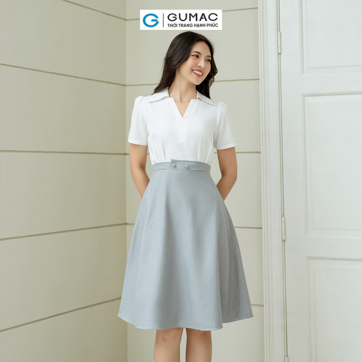 Đầm A phối tùng GUMAC DD08025