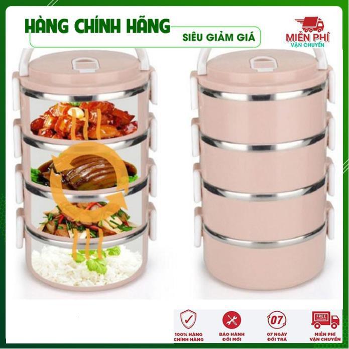 Cặp lồng cơm lúa mạch ruột inox, hộp cơm giữ nhiệt 4 tầng - Đồ Gia Dụng Thông Minh