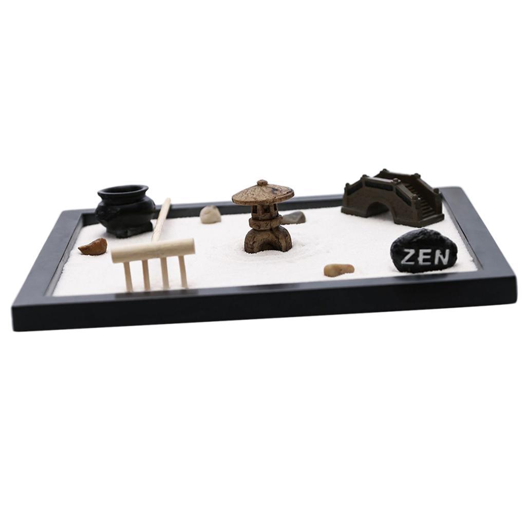 Wooden Beach Garden Mini Desktop Sandbox Tray Handcrafts for Relaxation