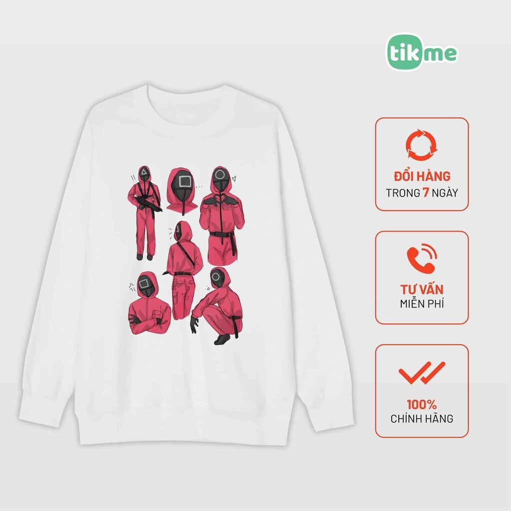 Áo sweater tikme unisex Squid Game áo đỏ hot có ảnh thật shop tự chụp size XS-2XL