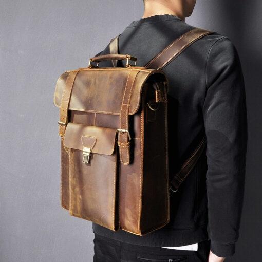 Túi Xách Da Kết Hợp Balo Shinkozi DCBL01 Da Bò Thật 100%