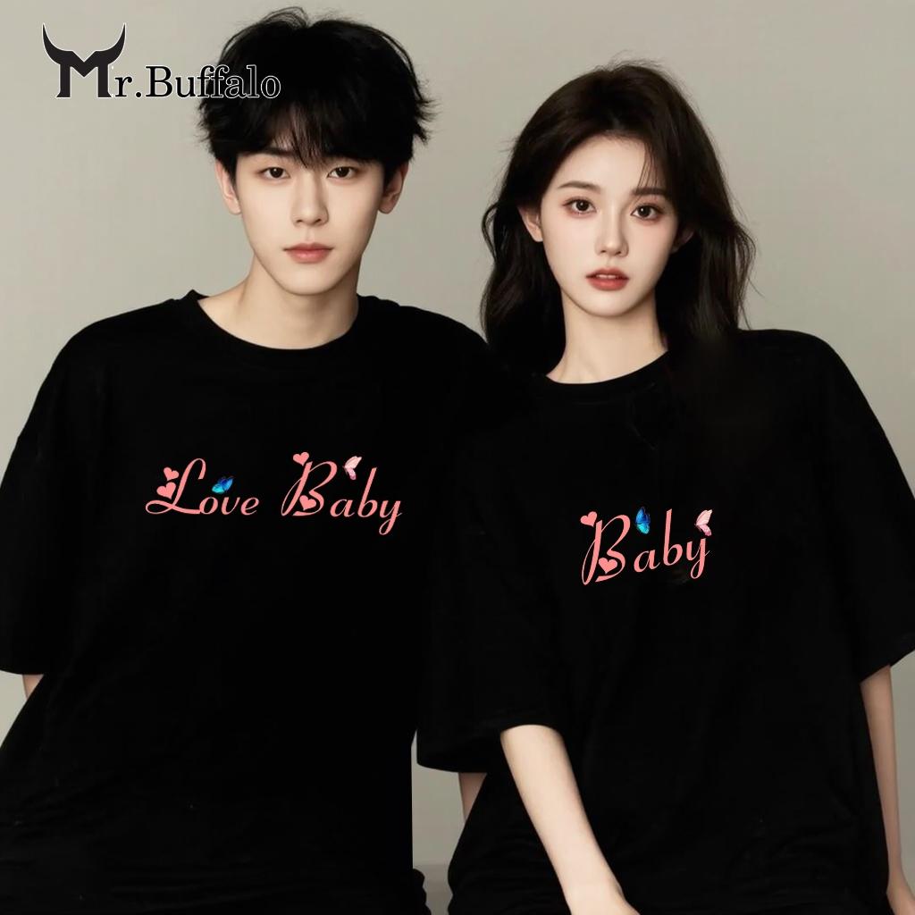 Áo Thun Đôi, Cặp Mr.Buffalo "Love Baby" Tshirt Cotton 100% có bigsize Unisex Local Brand B14B15 - B15 - Đen, B15 - Đen