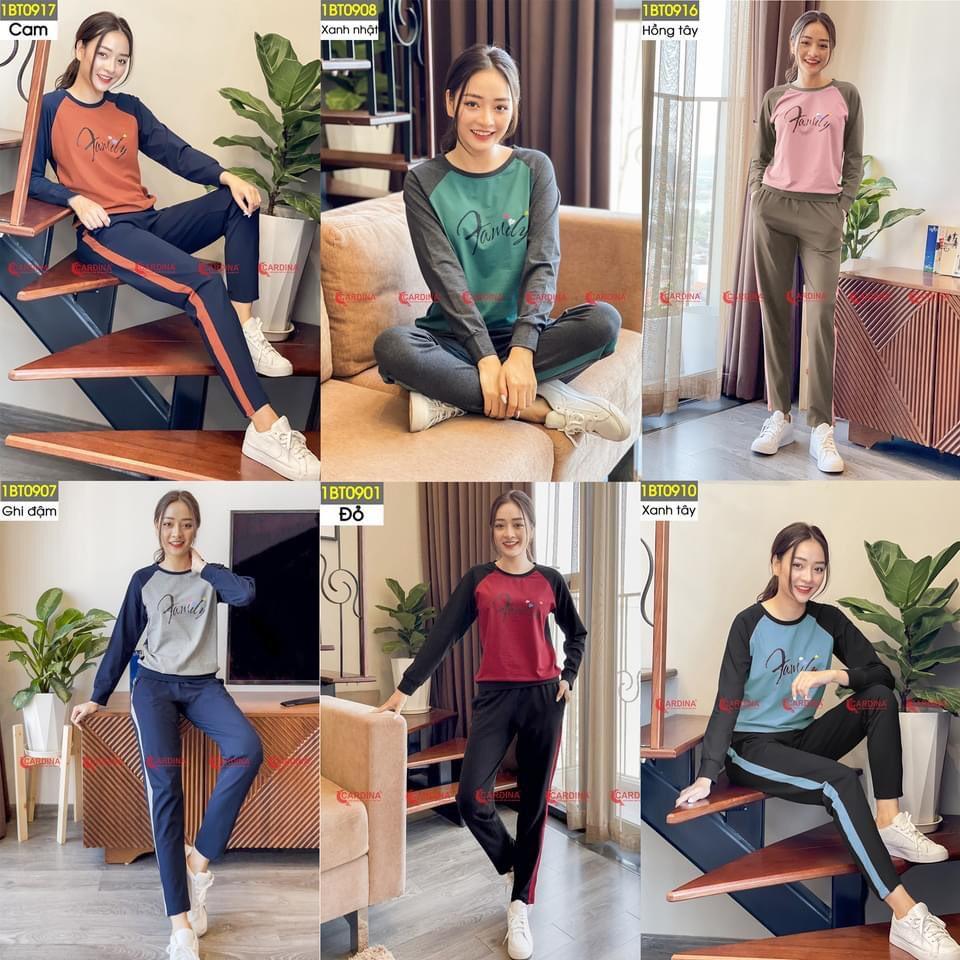 Đồ Bộ Thể Thao thu đông Nữ Cao Cấp  Tôn Dáng Đẹp, Áo Tay Lỡ Raglan, Quần Dài Chất Cotton, Phong cách thể thao