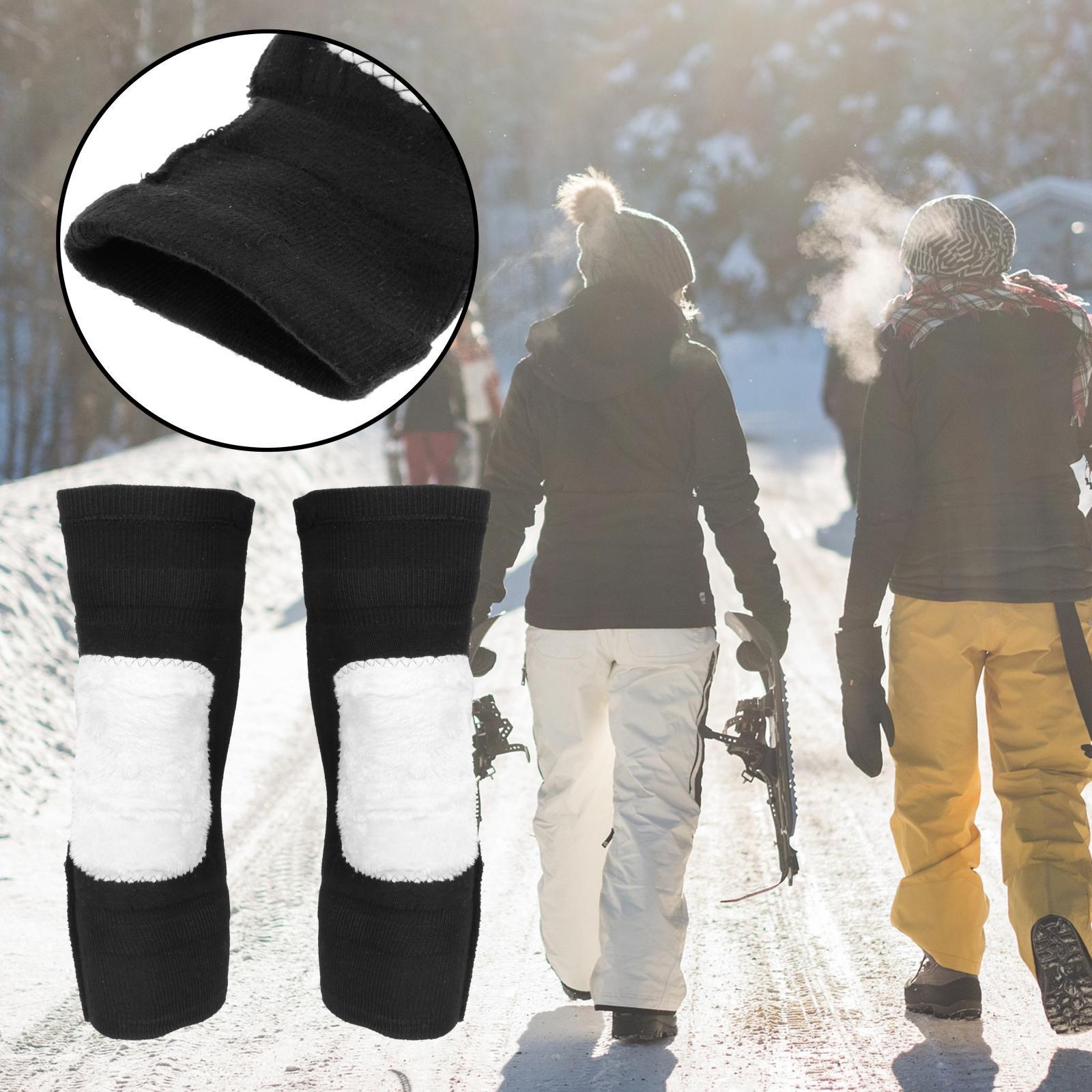 1 Pair Cotton Warm Knee Pads Thicken Lined Knee Warmers Knee Joint Support Pads Protection Gear Leg Compression Sleeves for Men Women Motorcycle Ski