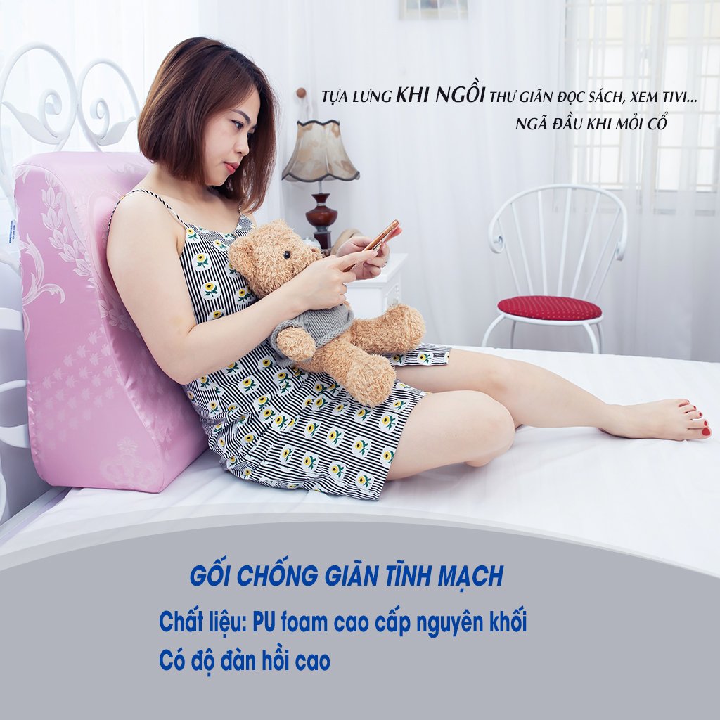 Gối kê chân chống giãn tĩnh mạch YOROKOBI cao 28cm dành cho người đau nhức chân, tiểu đường, tê bì, vọp bẻ, kiến bò, mẹ bầu phù chân tích nước - hàng thương hiệu- XANH THAN