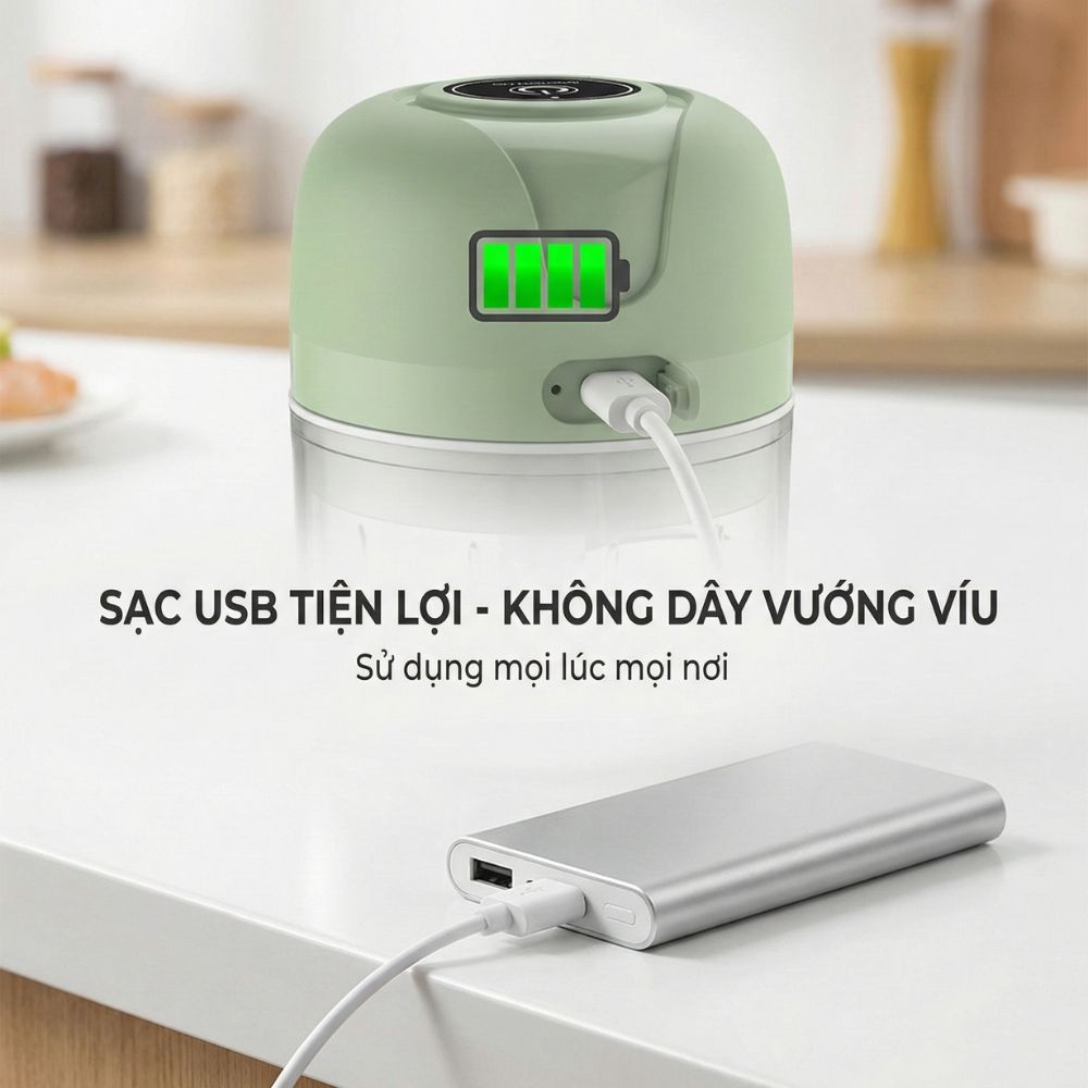 Máy Xay Tỏi Ớt Mini Chạy Pin Mishio MK420 - hàng chính hãng
