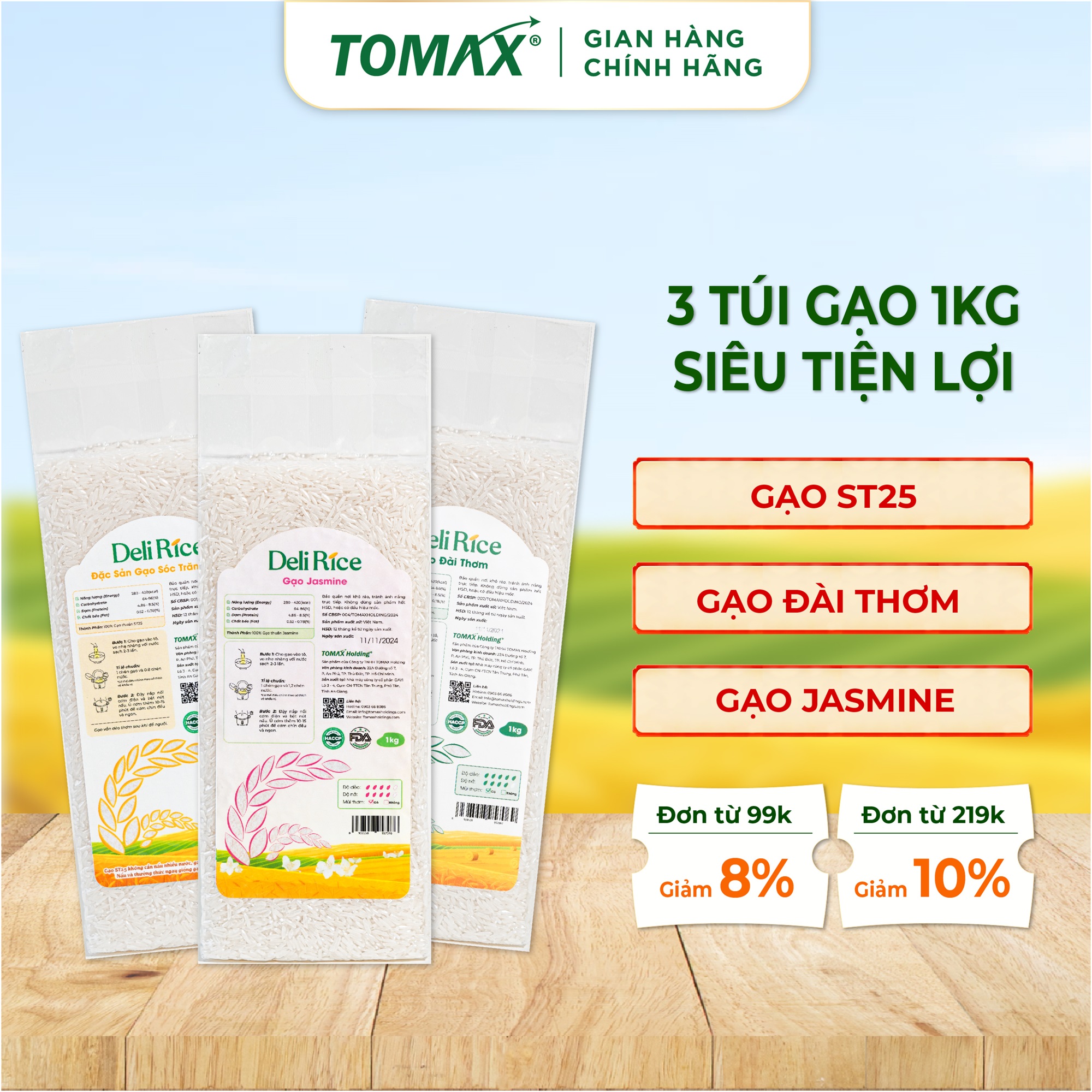 Combo Hương Lành (ST25, Jasmine, Đài Thơm) túi 1kg