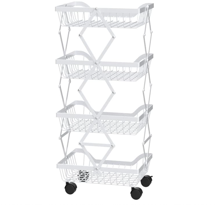 Giỏ đựng đồ nhà bếp 4 tầng có bánh xe xếp gọn Kitchen Storage Basket