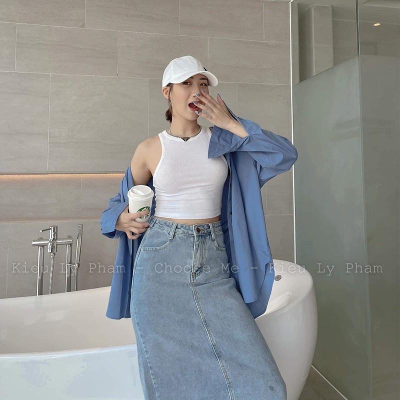 Áo Ba Lỗ Croptop Thun Tăm LINHLA Nữ  Phông body dáng ôm trơn màu ĐEN | TRẮNG | BE Ulzzang