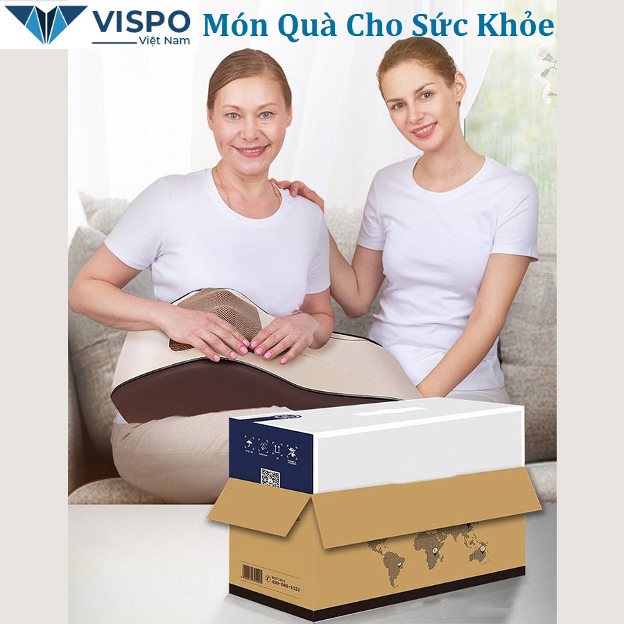 Gối Massage Hồng Ngoại Mát Xa Đa Chức Năng -  Cổ Vai Gáy, Sử Dụng Pin Sạc Tiện Lợi, Phù Hợp Sử Dụng Mọi Nơi, Chất Liệu Da PU Cao Cấp