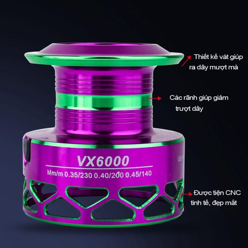 Máy câu lure kim loại VX2000-VX7000 màu sắc titan siêu chất Phukiencaulure25 máy đứng cối vừa siêu khỏe, ra dây mượt mà