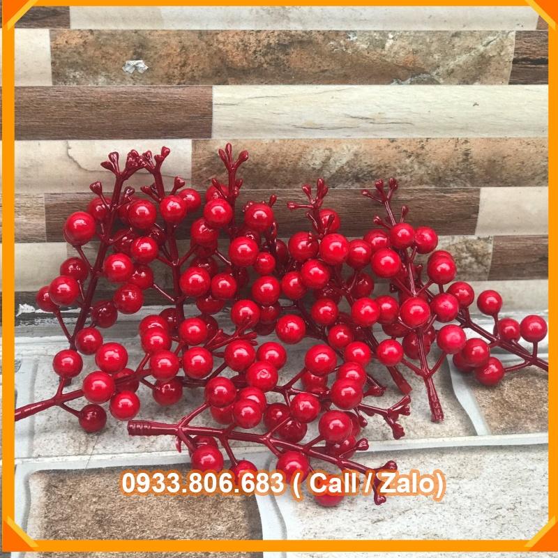 10 Cành quả cherry xốp trang trí oản tài lộc,giỏ quà bó hoa, vòng nguyệt quế