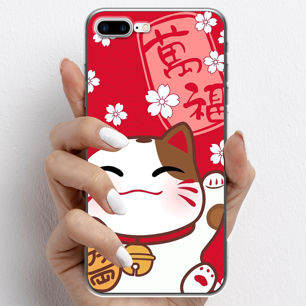 Ốp lưng cho iPhone 7 Plus, iPhone 8 Plus nhựa TPU mẫu Mèo thần tài