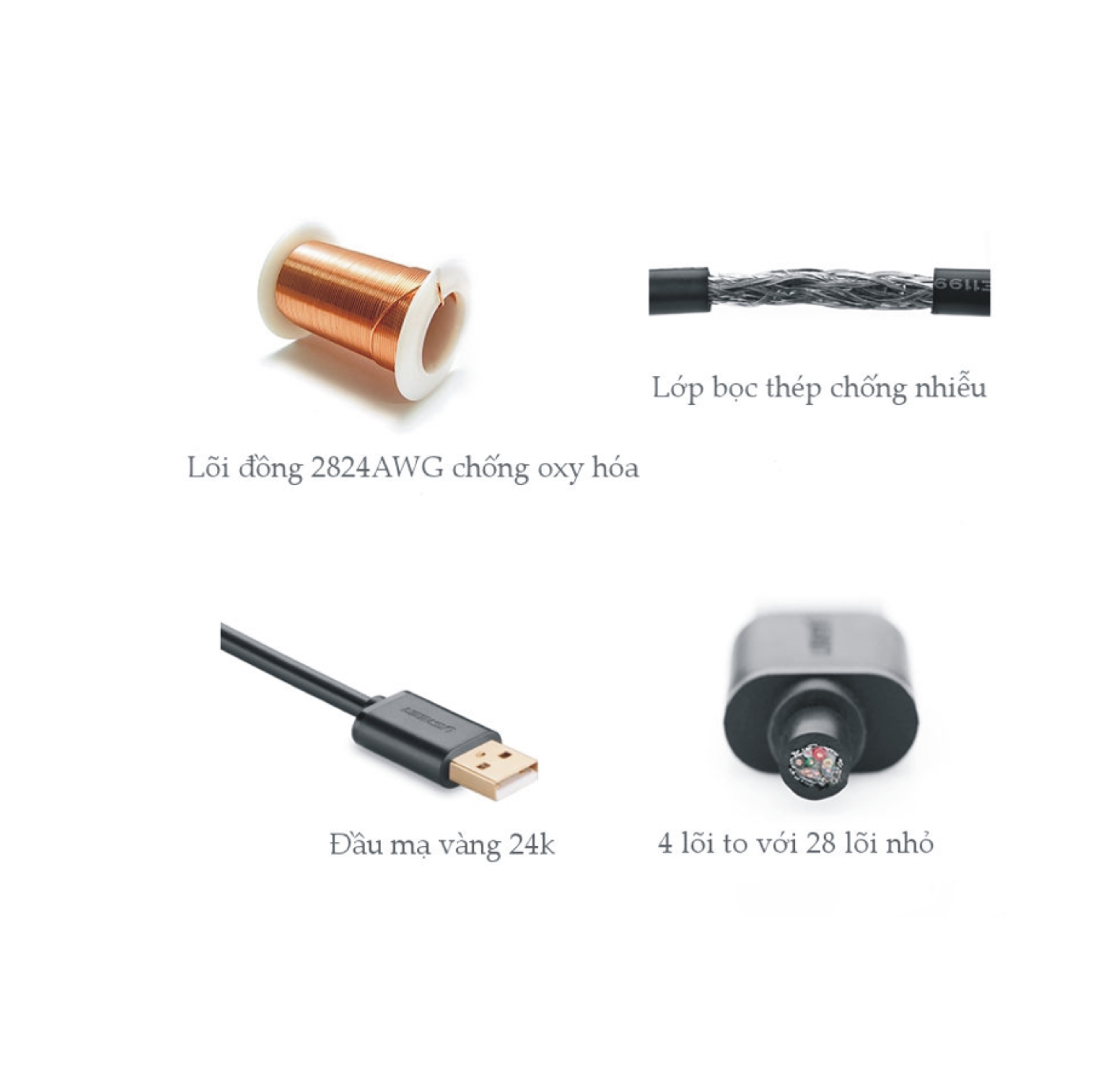 Cáp USB 2.0 nối dài 10M chính hãng Ugreen 10321