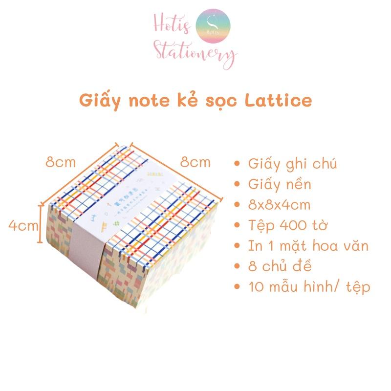 Giấy note, giấy nền, giấy ghi chú kẻ sọc Lattice (8x8cm) - 400 tờ