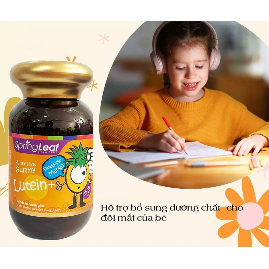 Kẹo Dẻo Bổ Mắt Vị Trái Cây Giúp Phát Triển Thị Lực Và Tầm Nhìn Rõ Nét SpringLeaf Kids Gummy Lutein