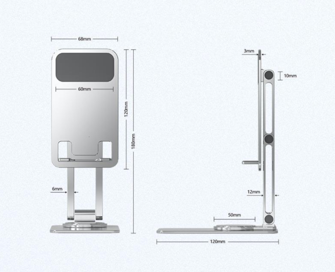 Giá kệ đỡ dành cho điện thoại máy tính bảng hợp kim nhôm xoay 360 độ gấp gọn điều chỉnh nhiều nấc độ cao K7 - Hàng chính hãng