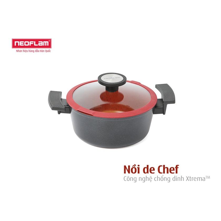 Nồi sâu de Chef Neoflam Hàn Quốc, tráng gốm không dính, đáy từ