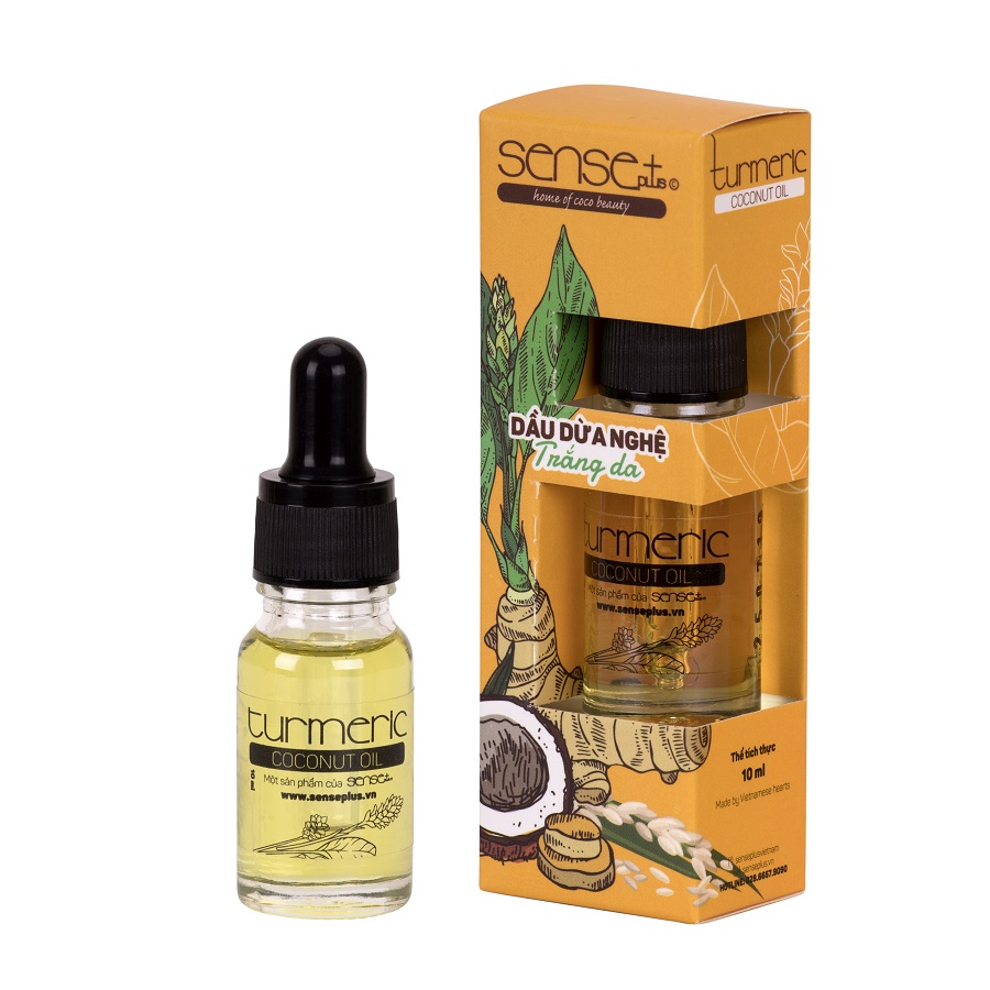 COMBO 2 CHAI DẦU DỪA NGHỆ TURMERIC SENSE PLUS + TẶNG 2 GÓI BỘT NGŨ CỐC