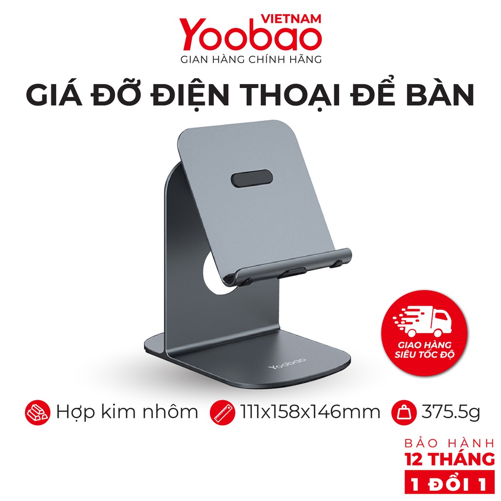 Giá đỡ điện thoại YOOBAO B5 - Đặt bàn - Hợp kim nhôm - Điều chỉnh độ cao - Hàng chính hãng