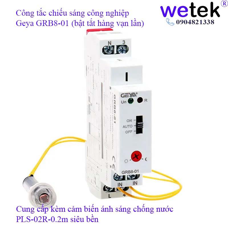 Công tắc điều khiển chiếu sáng tự động GRB8-01 Geya kèm cảm biến ánh sang, bật tắt hàng vạn lần, rẻ, bền, bảo hành 12T