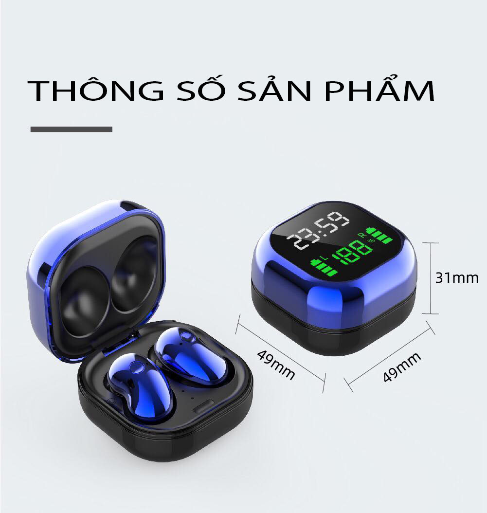 Tai nghe bluetooth không dây Anncoe TWS S6 Plus - Bluetooth 5.1 -Chống thấm nước- Giảm tiếng ồn - sử dụng 6 tiếng liên tục - Hàng Chính Hãng