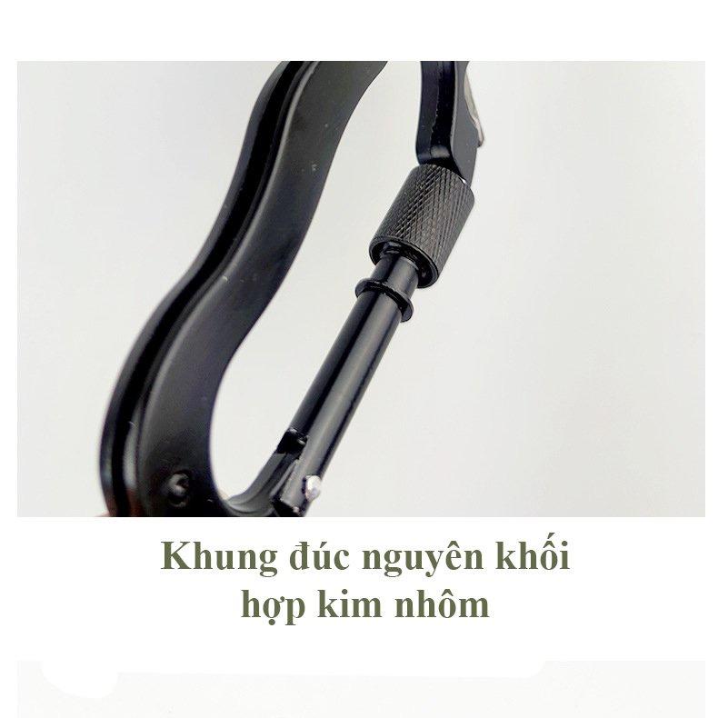 Móc khóa đa năng carabiner chữ D xoay đi phượt treo đồ tiện lợi