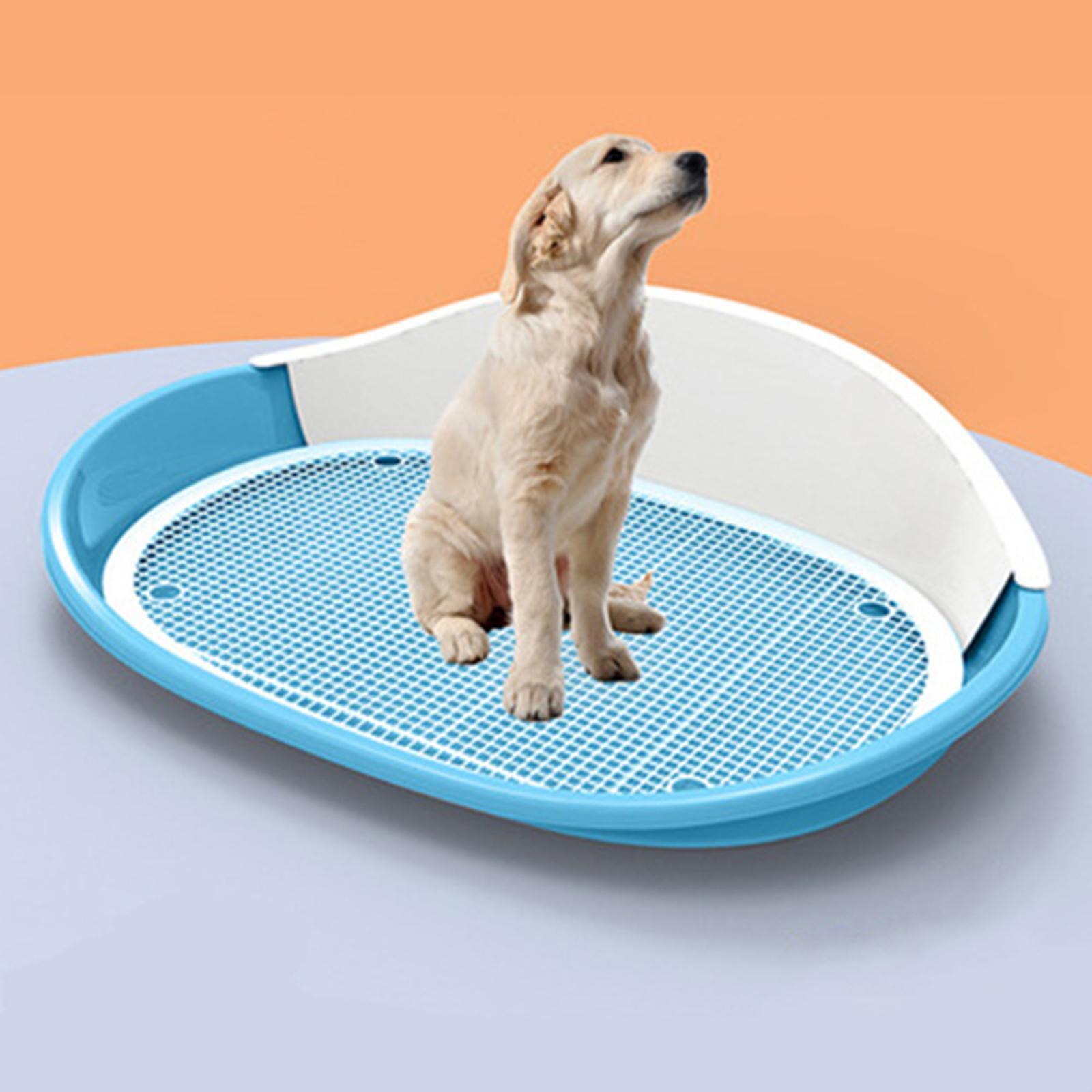 Dog Toilet with Urinary Column Dog Litter Tray Mesh Grids Potty Trainer Blue