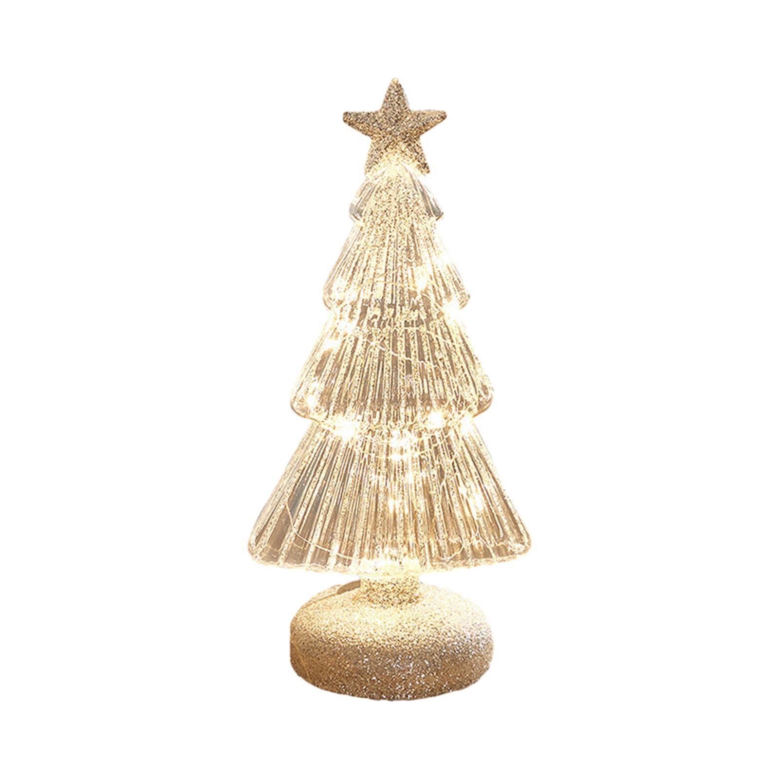 Christmas Tree Glass Night Light Twinkle Table Lamp for Holiday Party Indoor
