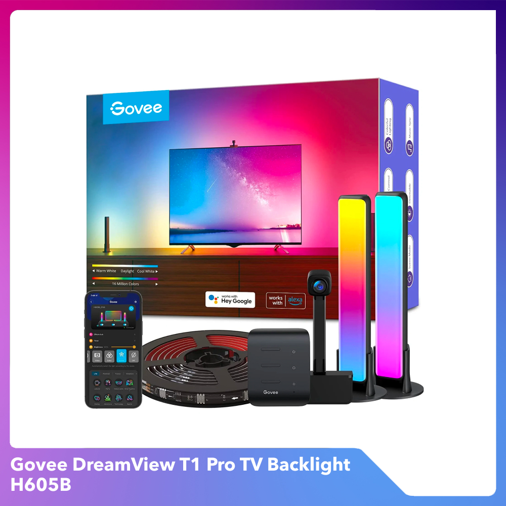 Combo Đèn LED dây đổi màu theo màn hình và Thanh đèn led RGBIC Govee Dreamview TV Backlights T1 Pro H605B (55-65&quot;)