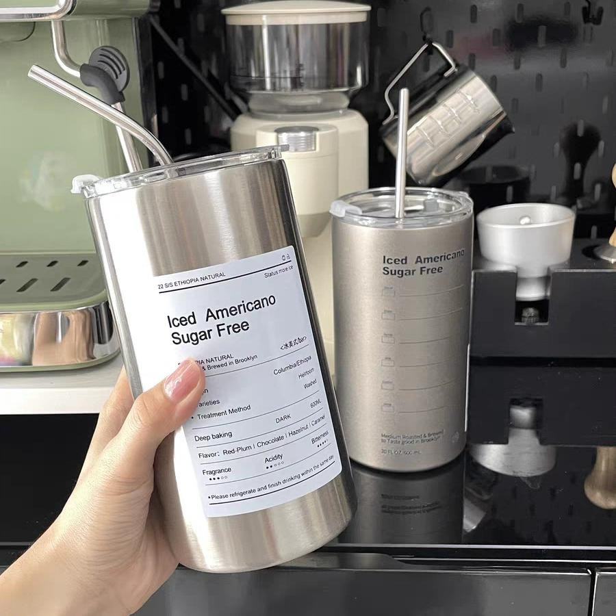 Ly Giữ Nhiệt Inox 304 Iced Americano 600ml Kèm Ống Hút